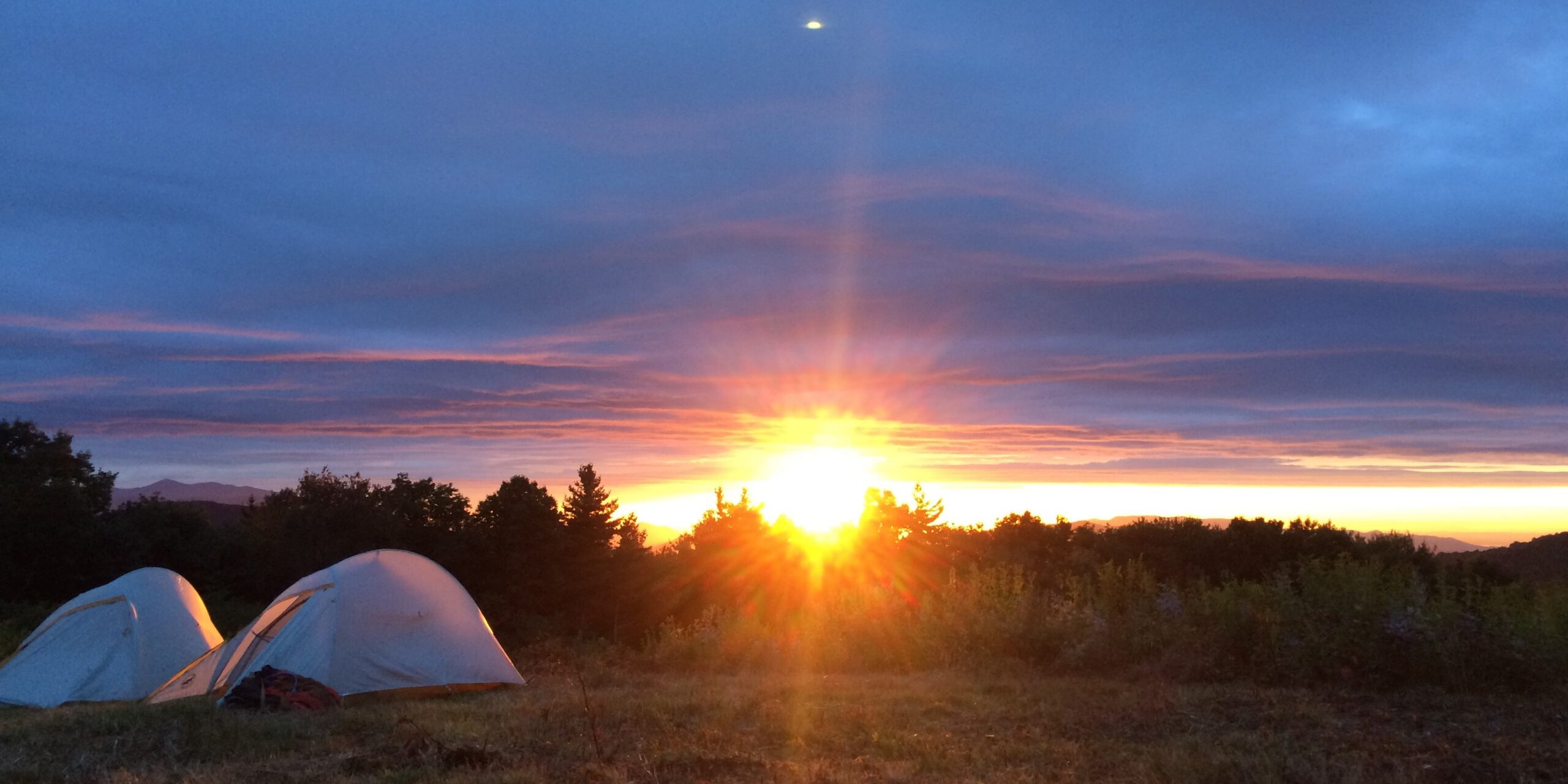 Sunset at camp on the Appalachian Trail